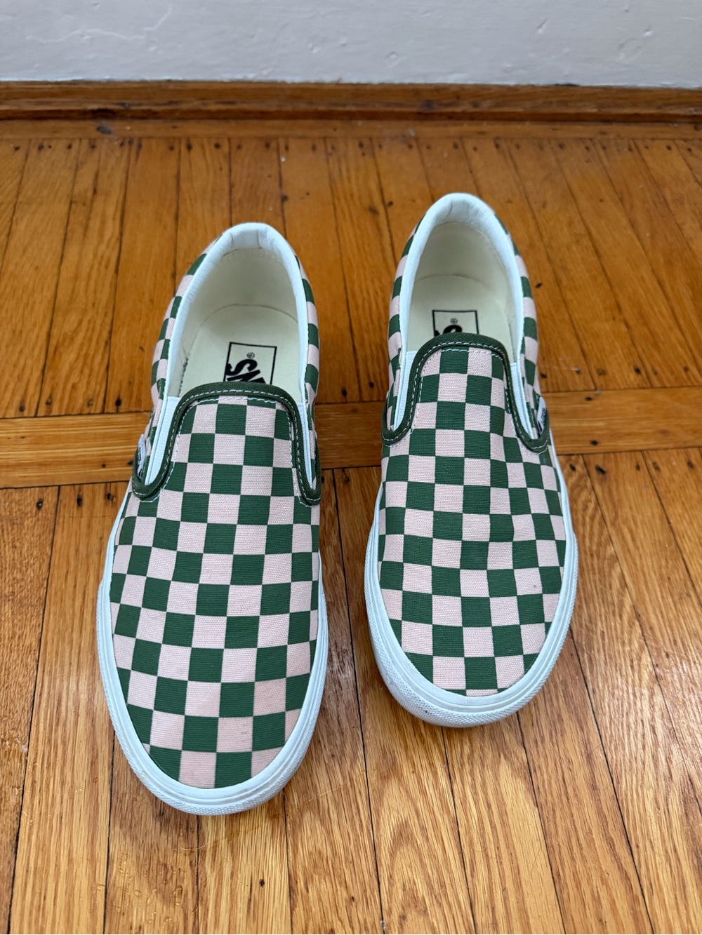 Vans Slip-On Checkerboard Sneakers - Green & Cream